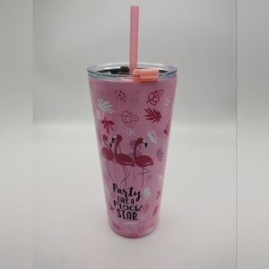 Pink Flamingo Tumbler with Straw